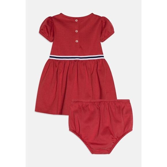 Ralph Lauren Baby Girl Red Cotton Jersey Dress Size 12M - Picture 2 of 10